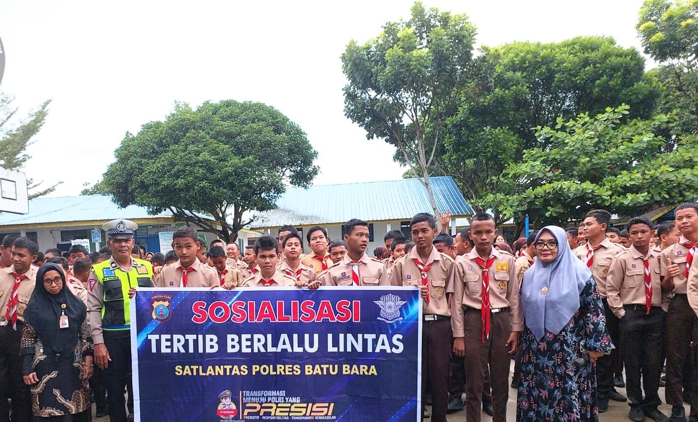Pentingnya Tertib Berlalu Lintas, Satlantas Polres Batu Bara Gelar Sosialisasi Kepada Pelajar, Deempatbelas.com