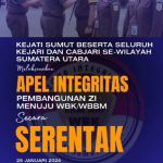 KEJATI SUMUT, SELURUH KEJARI DAN CABJARI MELAKSANAKAN APEL INTEGRITAS SECARA SERENTAK.