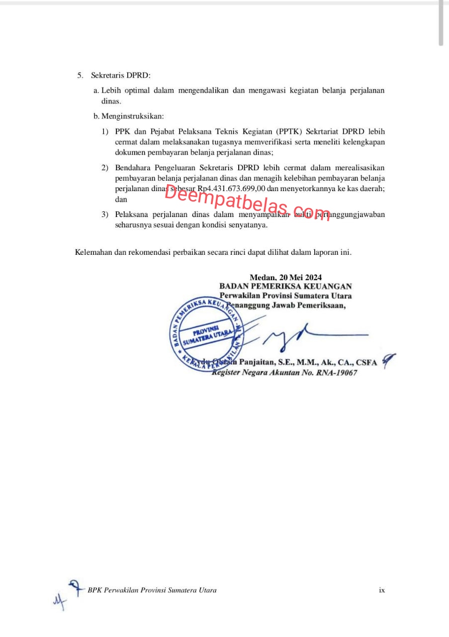 IMG_20240718_195920 Audit BPK Temukan Adanya Kelebihan Bayar Perjalanan Dinas DPRD Medan Jumlahnya Milyaran, Deempatbelas.com