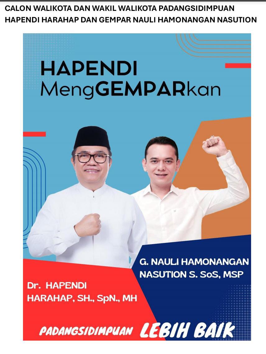 Pasangan “Hapendi-Gempar ” Sosok Harapan Baru Masyarakat Kota Sidempuan, Deempatbelas.com