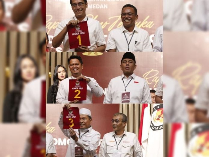 Rico-Zaki Nomor 1, Ridha-Rani Nomor 2, dan Hidayatullah-Yasir Ridho Nomor 3 Pilkada Medan , Deempatbelas.com