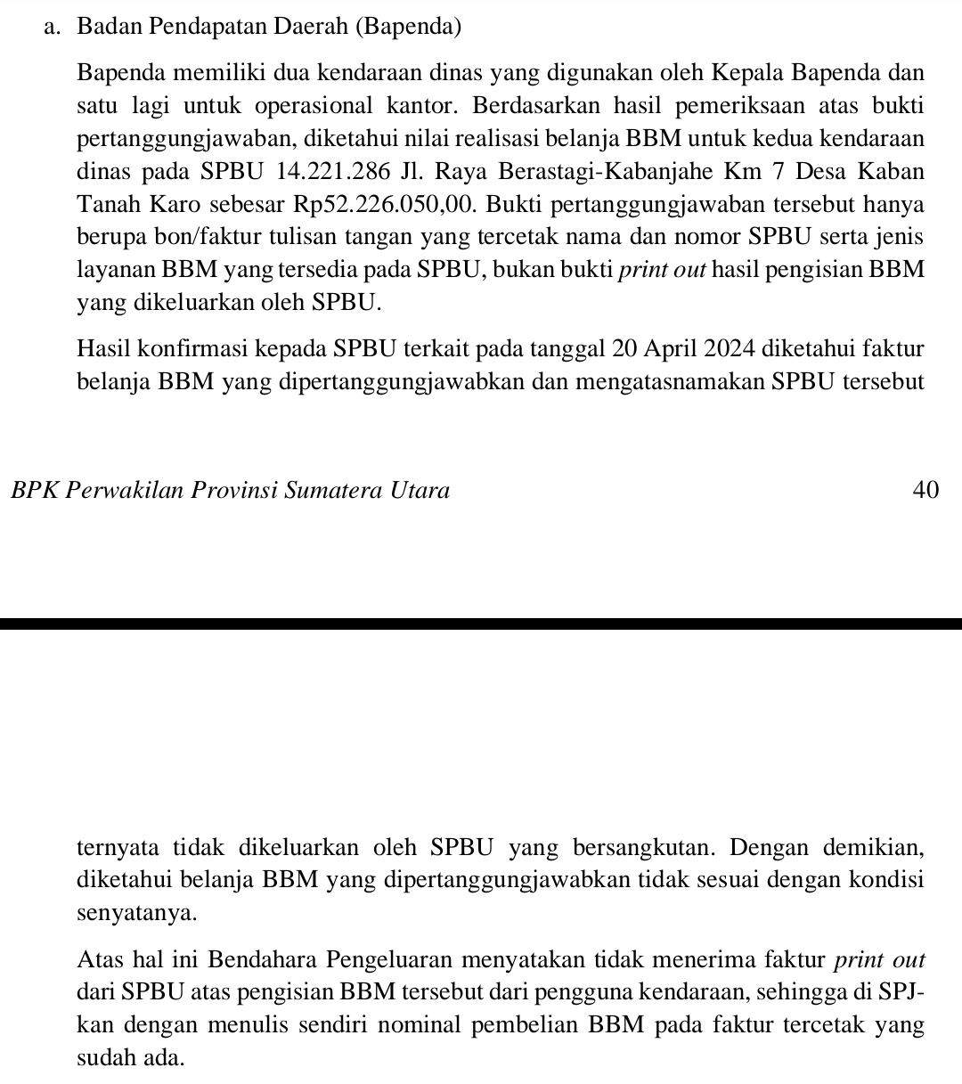Dugaan Fiktip, Belanja BBM Mobil Operasional Dan Kepala Bapenda Kabupaten Karo Sebesar Rp52 juta, Deempatbelas.com