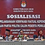 KPU BATU BARA SOSIALISASI VERIFIKASI FAKTUAL PARPOL DAN ANGGOTA PESERTA PEMILU 2024
