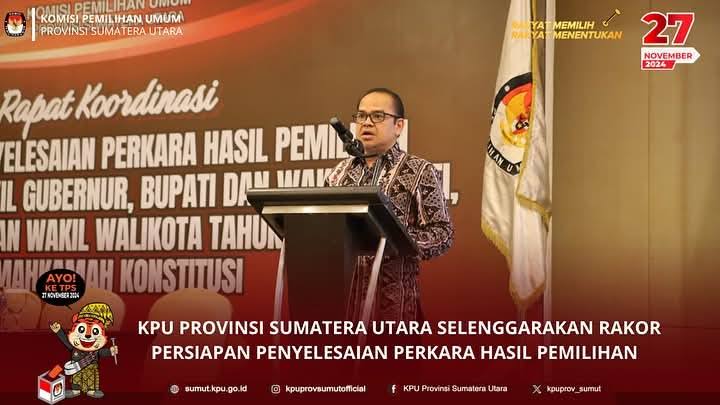 Rakor KPU Sumut Persiapan Penyelesaian Perkara Hasil Pilkada Serentak 2024, Deempatbelas.com