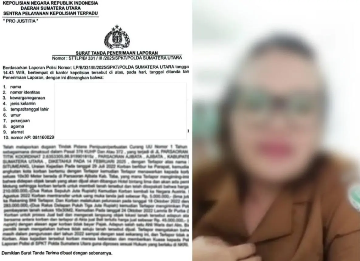 Oknum PPPK RSUD Parapat Inisial &#8220;ES&#8221; Dilaporkan ke Polda Sumut Terkait Jual Beli Tanah, Korban Minta Pelaku Segera Ditangkap, Deempatbelas.com