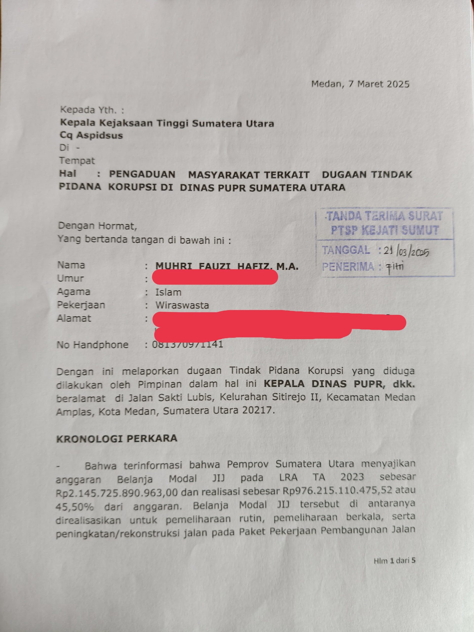 Totalnya Lebih Rp200 M, Muhri Fauzi Hafiz Optimis Kejatisu Mampu Ungkap Dugaan Korupsi PUPR dan BKAD Sumut, Deempatbelas.com