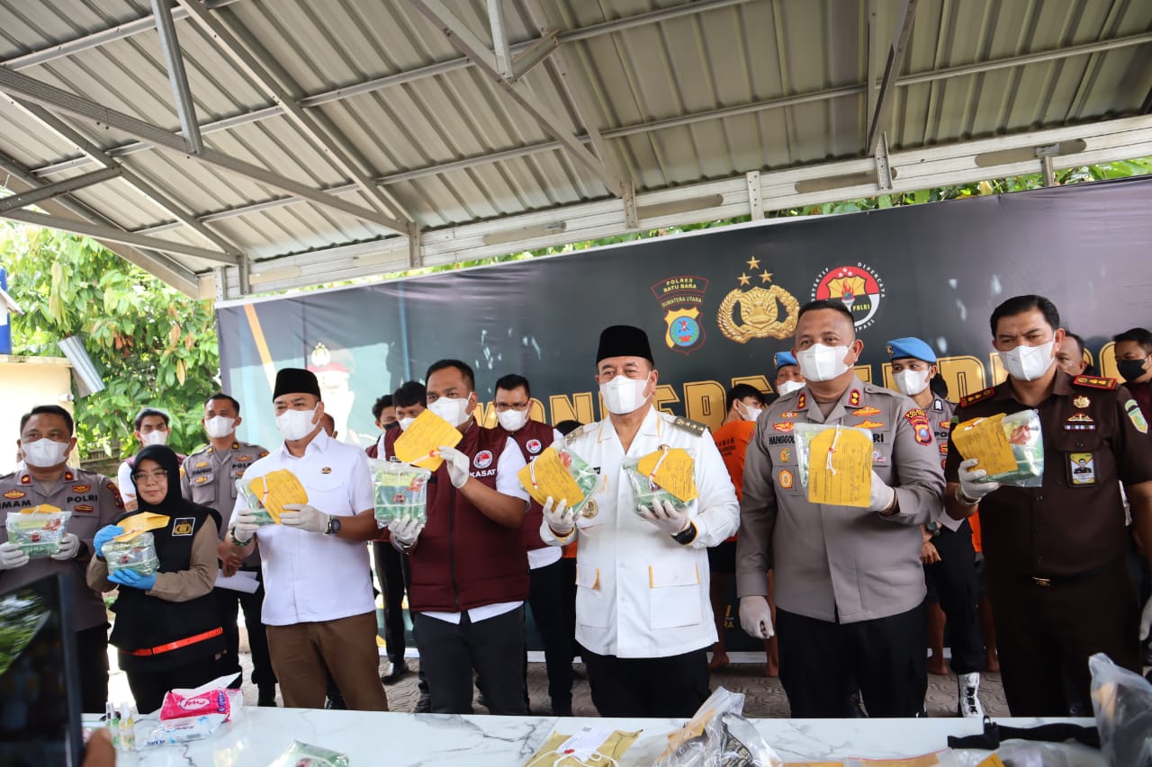 Bupati Batu Bara Bersama Kapolres, Kajari dan BNNK Musnahkan Narkotika 10 Kg Sabu dan Ratusan Pil Ekstasi, Deempatbelas.com