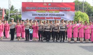 Polres Batubara Gelar Upacara Kenaikan Pangkat Terhadap 26 Personil, Deempatbelas.com
