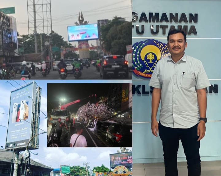 Bangkit dari Kubur, Pernah Roboh Timpa Mobil, Kini Papan Reklame di Jl. Zainul Arifin Medan Berdiri Lagi, Deempatbelas.com