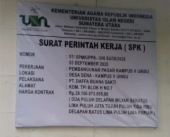 Pembangunan Kampus V UIN Sumut Diduga Serobot Jalan Umum dan Langgar Regulasi, Rektor dan Perusahaan Pemenang Bungkam, Deempatbelas.com