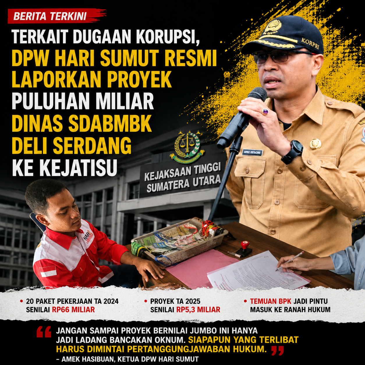 014c2e1b-70c8-4cd6-9ea3-11a70e822ec9 Terindikasi Korupsi, DPW HARI SUMUT Resmi Laporkan Puluhan Miliar Proyek Dinas SDABMBK Deli Serdang ke Kejatisu, Deempatbelas.com