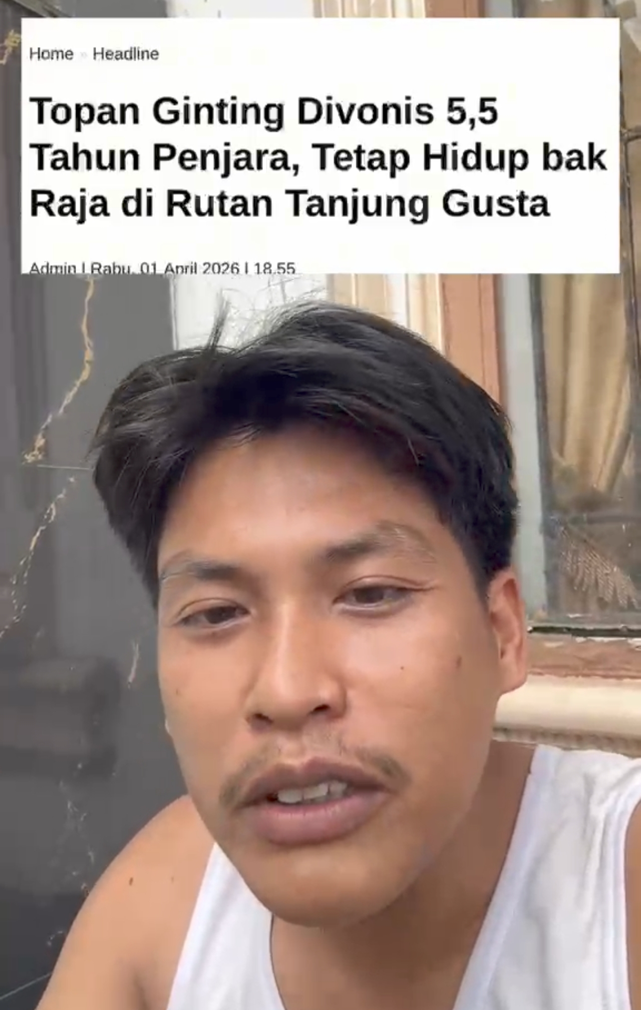 Usai Kritik Karutan, Akun Sosmed “Kaswarimarbun.97” Hilang: Polemik Topan Ginting Belum Dipindah ke Lapas, Deempatbelas.com