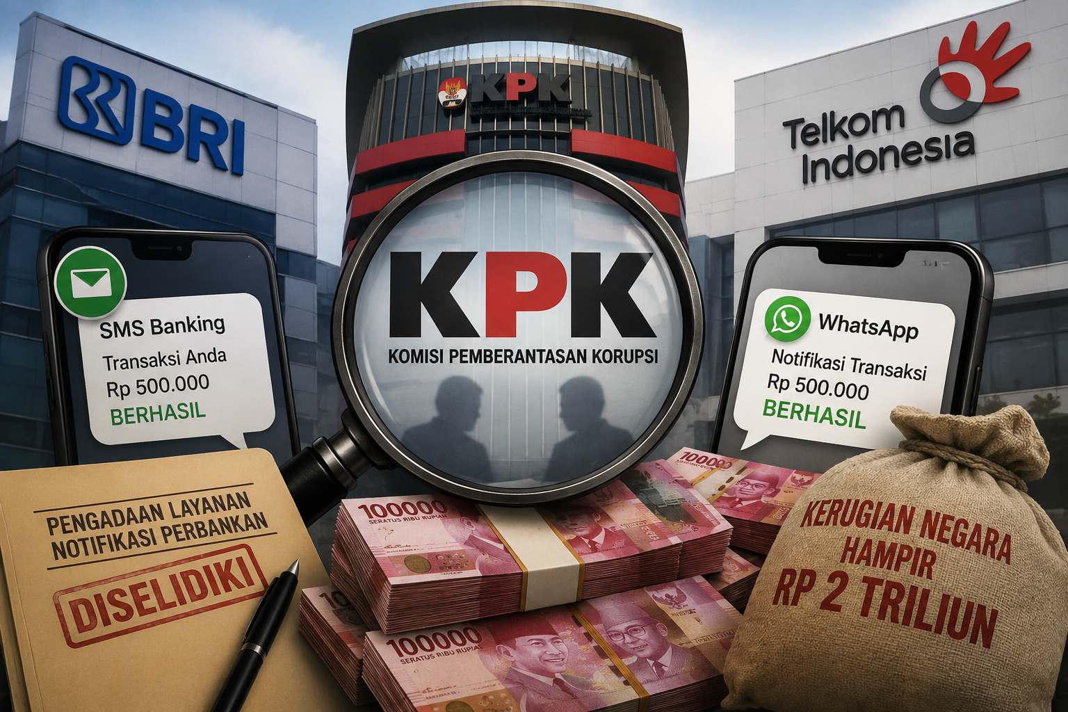 KPK Usut Dugaan Korupsi Layanan Notifikasi Bank BRI dan Telkom, Kerugian Negara Hampir Rp2 Triliun, Deempatbelas.com