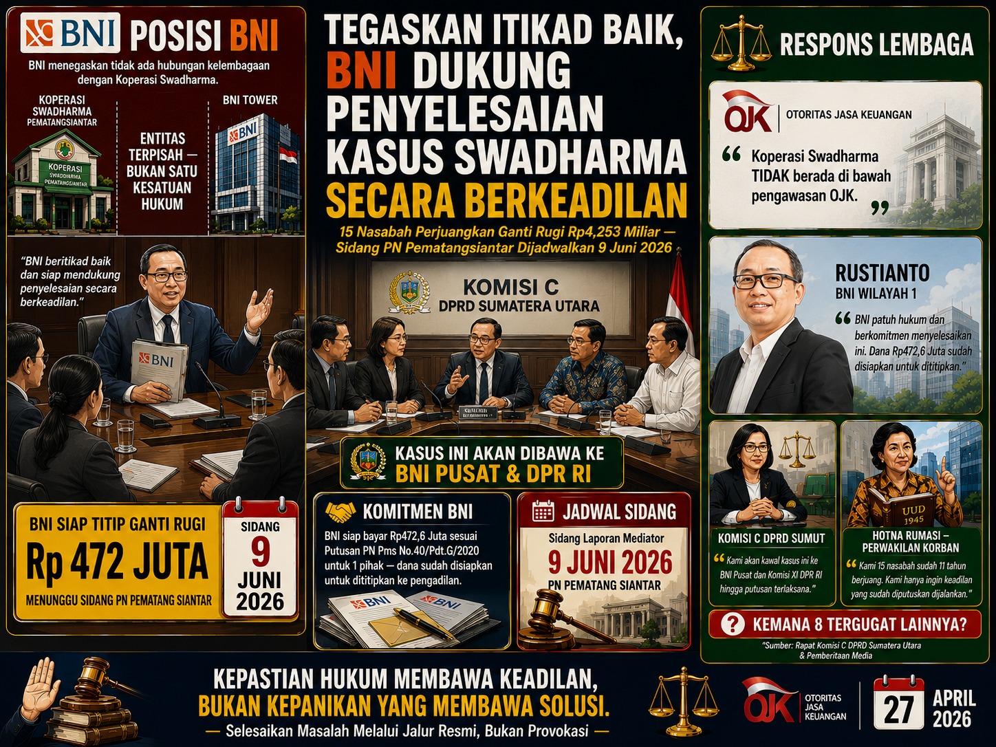 BNI Kedepankan Itikad Baik Selesaikan Kasus Swadharma Sesuai Putusan Pengadilan, Deempatbelas.com