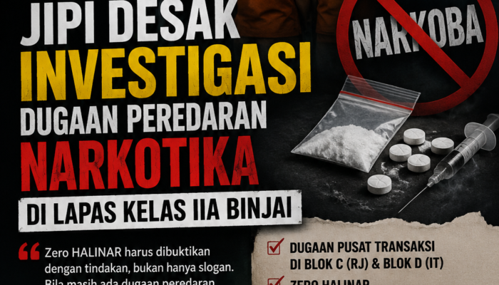JIPI DESAK BONGKAR DUGAAN JARINGAN NARKOTIKA DI LAPAS BINJAI DIKENDALIKAN RJ DAN IT WARGA BINAAN