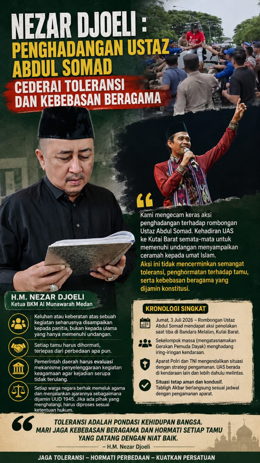 NEZAR DJOELI : PENGHADANGAN USTAZ ABDUL SOMAD CEDERAI TOLERANSI DAN KEBEBASAN BERAGAMA