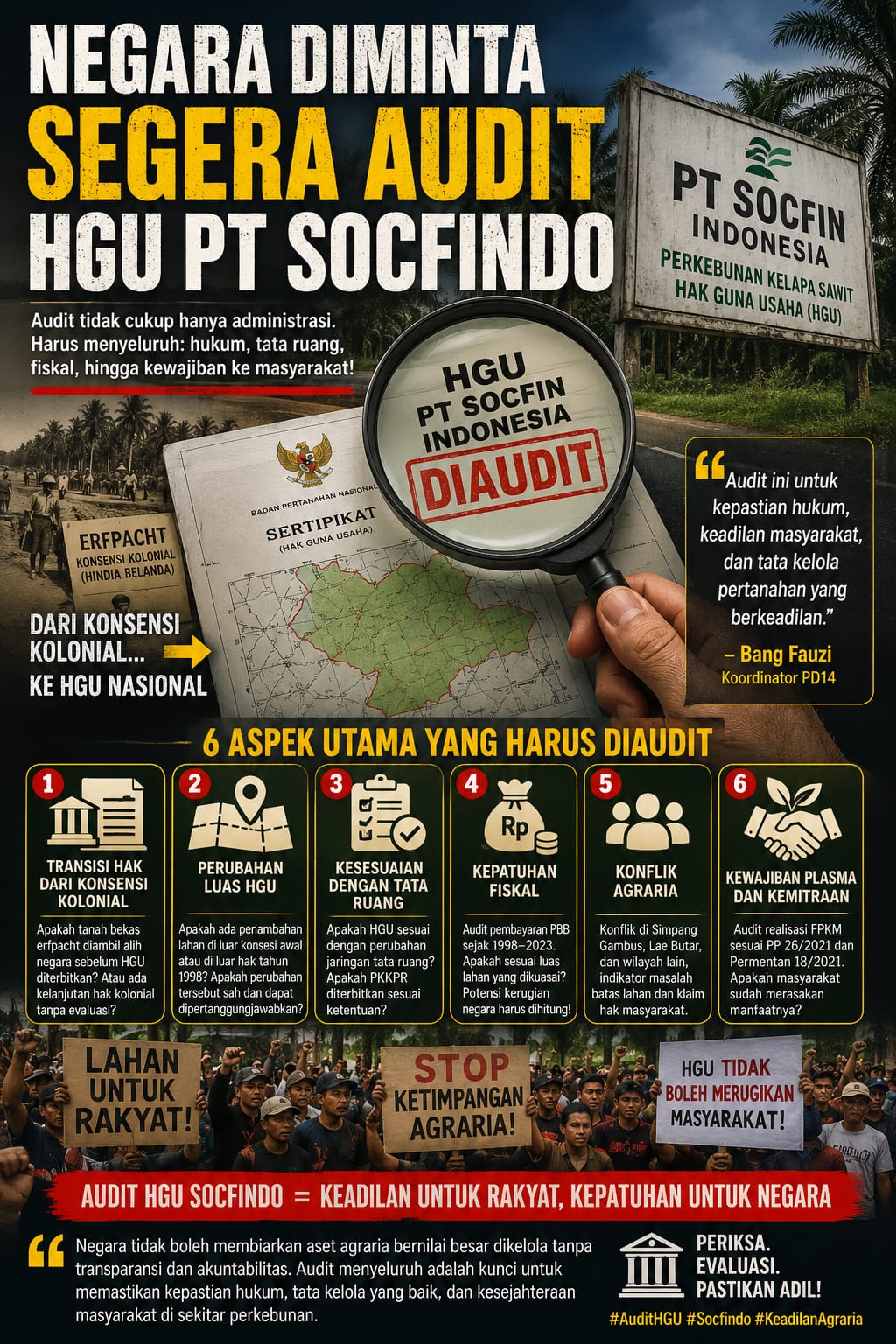 NEGARA DIMINTA SEGERA AUDIT HGU PT SOCFIN INDONESIA. NEGARA DIMINTA SEGERA AUDIT HGU PT SOCFIN INDONESIA.