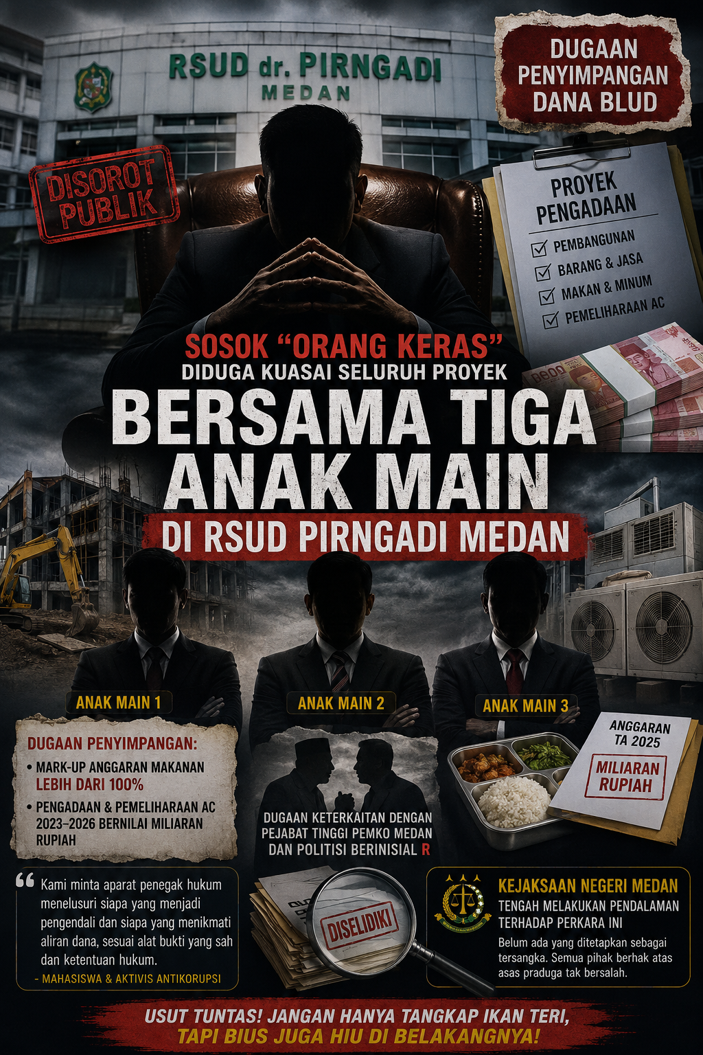 SOSOK "ORANG KERAS" BERSAMA TIGA ANAK MAIN DIDUGA KUASI SELURUH PROYEK DI RSUD PIRNGADI MEDAN SOSOK "ORANG KERAS" BERSAMA TIGA ANAK MAIN DIDUGA KUASI SELURUH PROYEK DI RSUD PIRNGADI MEDAN