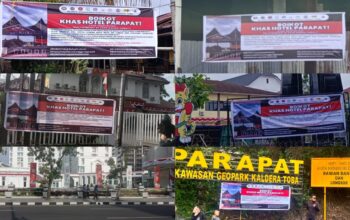 PERINGATI HUT RI KE-81, 1.000 SPANDUK BOIKOT KHAS HOTEL PARAPAT BERTEBARAN DI SUMUT, AMPDT SOROTI DUGAAN PELANGGARAN PAJAK, LIMBAH, DAN HAK BURUH