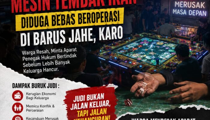 PERJUDIAN DADU DAN MESIN TEMBAK IKAN DIDUGA BEBAS BEROPERASI DI BARUS JAHE, WARGA MINTA APARAT BERTINDAK