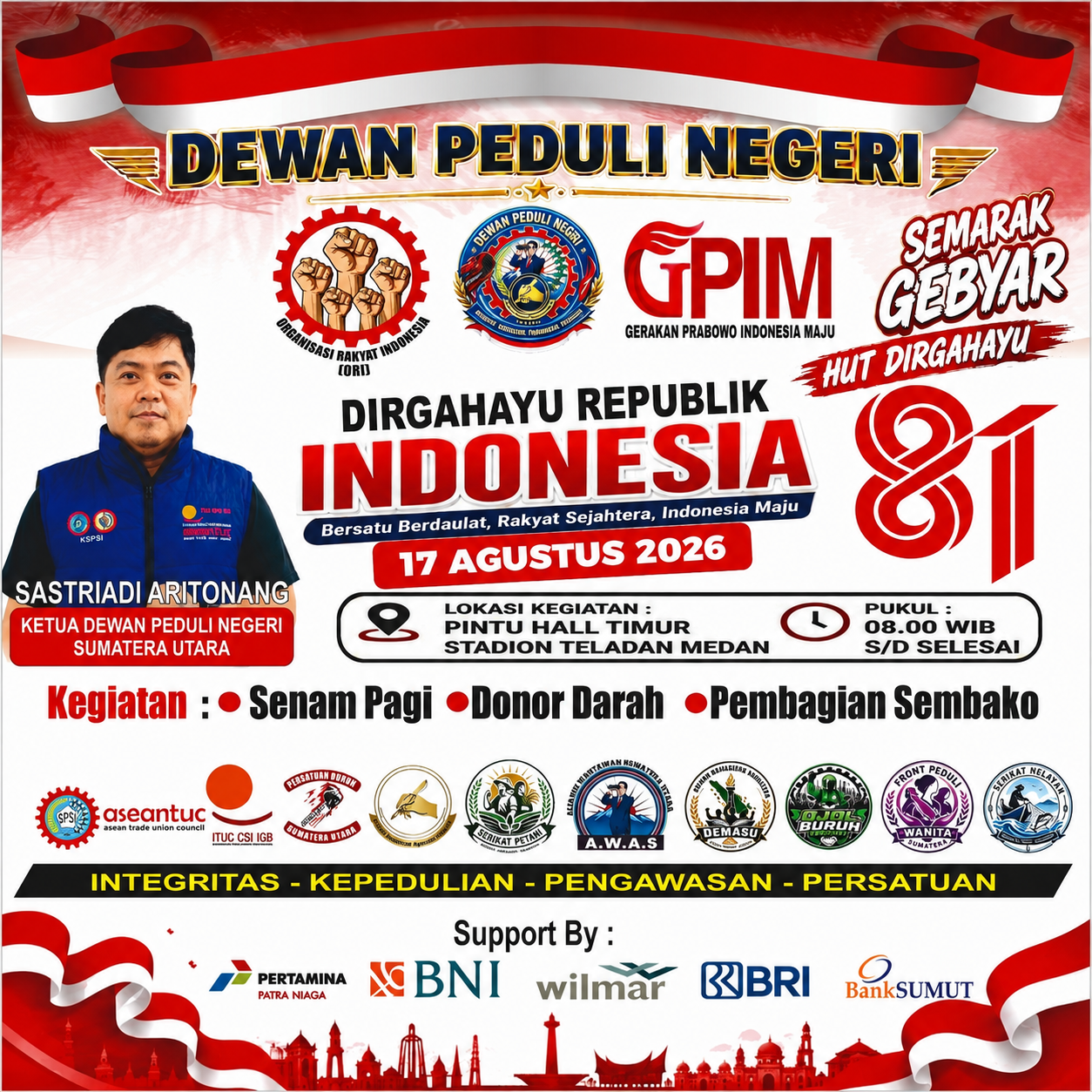DPN GELAR SEMARAK GEBYAR HUT KE-81 RI DI STADION TELADAN MEDAN