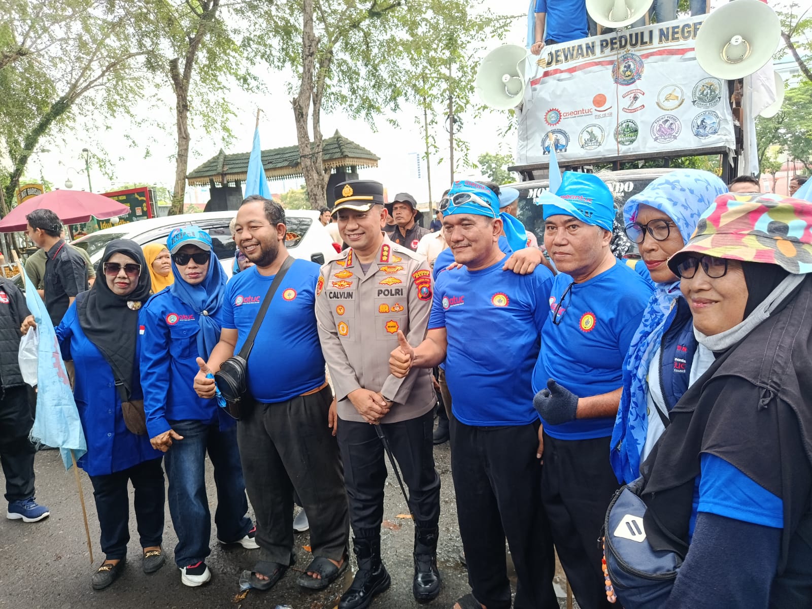 KAPOLRESTABES MEDAN PIMPIN PENGAMANAN AKSI KSPSI AGN, SIKAP HUMANIS POLRI TUAI APRESIASI