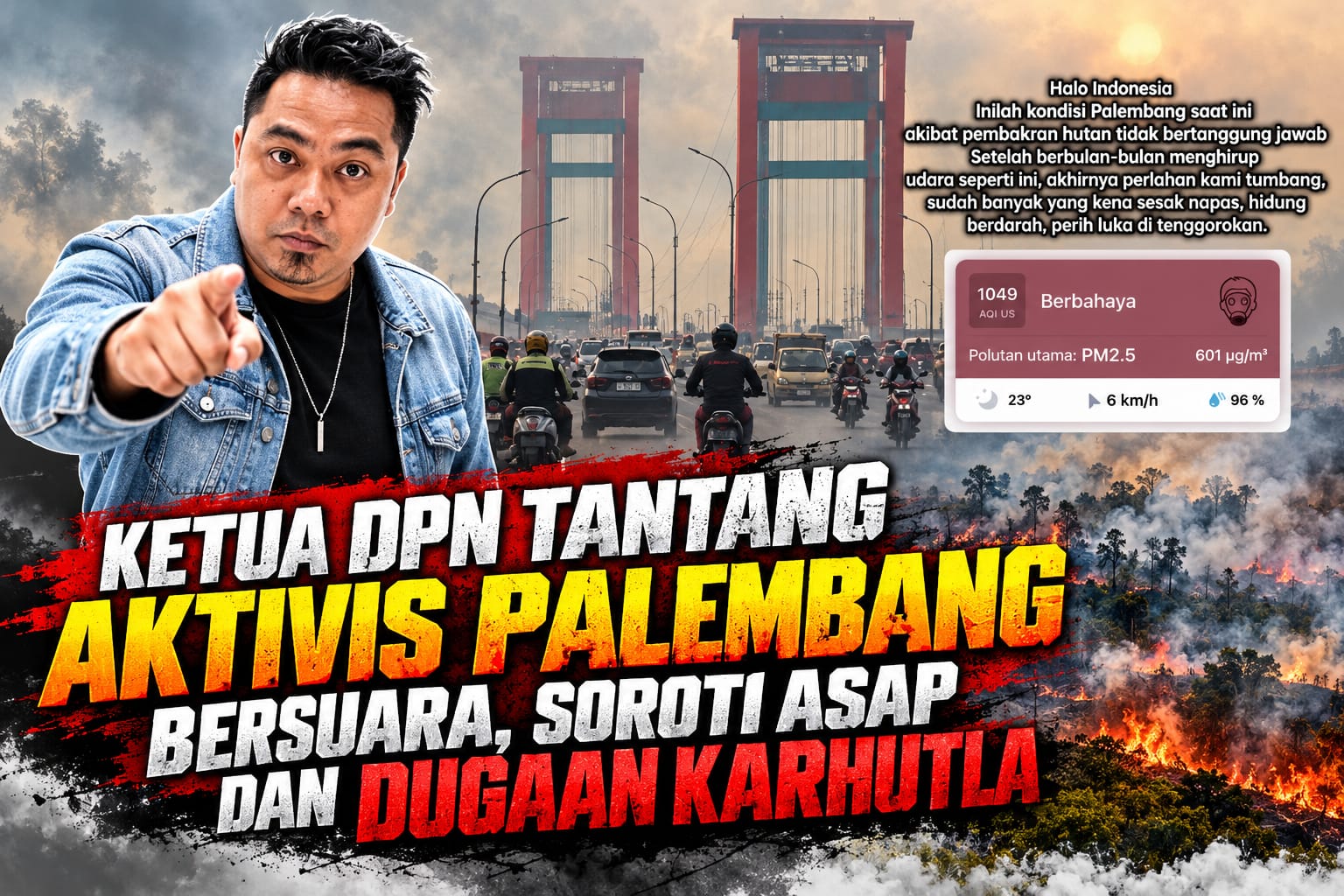 KETUA DPN TANTANG AKTIVIS PALEMBANG BERSUARA, SOROTI ASAP DAN DUGAAN KARHUTLA