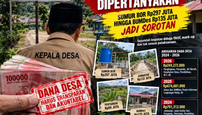 DANA DESA SUKA JULU RP1,7 MILIAR DISOROT, SEJUMLAH KEGIATAN DIDUGA FIKTIF DAN TAK SESUAI PELAKSANAAN