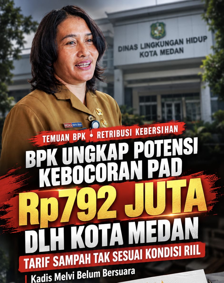 BPK UNGKAP KEBOCORAN PAD RP792 JUTA DI DLH MEDAN, TARIF SAMPAH TAK SESUAI KONDISI RIIL, KADIS MELVI BELUM BERSUARA BPK UNGKAP KEBOCORAN PAD RP792 JUTA DI DLH MEDAN, TARIF SAMPAH TAK SESUAI KONDISI RIIL, KADIS MELVI BELUM BERSUARA
