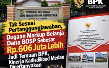 BPK BONGKAR KELEBIHAN BAYAR RP606 JUTA DANA BOSP DI 30 SMP MEDAN, KINERJA DISDIKBUD DIPERTANYAKAN