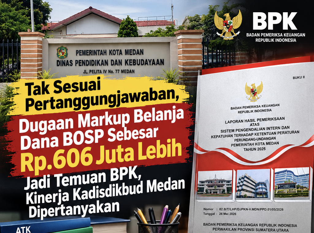 BPK BONGKAR KELEBIHAN BAYAR RP606 JUTA DANA BOSP DI 30 SMP MEDAN, KINERJA DISDIKBUD DIPERTANYAKAN BPK BONGKAR KELEBIHAN BAYAR RP606 JUTA DANA BOSP DI 30 SMP MEDAN, KINERJA DISDIKBUD DIPERTANYAKAN